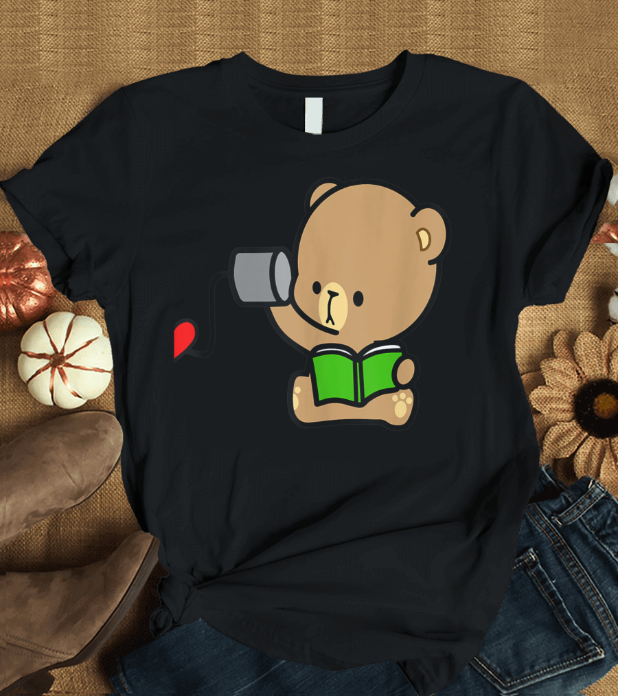 Milk Mocha Bear Reading Love On The Line Valentine Couples Connection T-Shirt