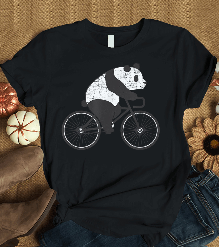 Panda Riding Bicycle Cute Cyclist T-Shirt