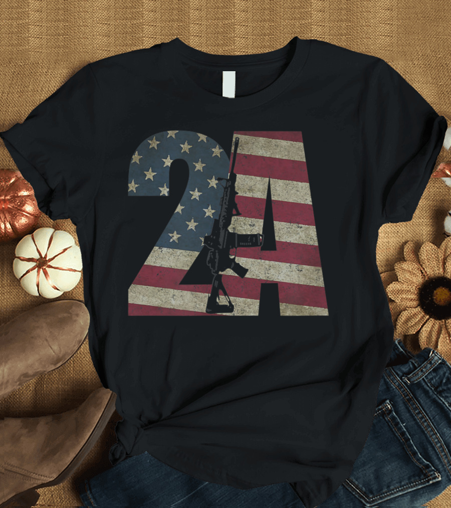 2A American Flag Rifle Patriot Gun Owner T-Shirt
