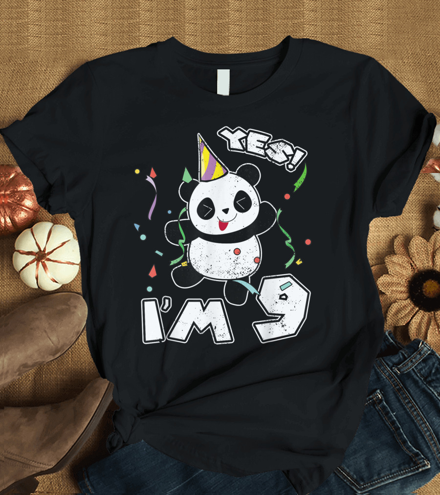 Yes I'm 9 Birthday Panda Party T-Shirt