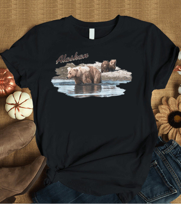 T-Shirt: Alaskan Grizzly Bear Family in Nature Scene T-Shirt Alaskan Grizzly Bear Family in Nature Scene T-Shirt