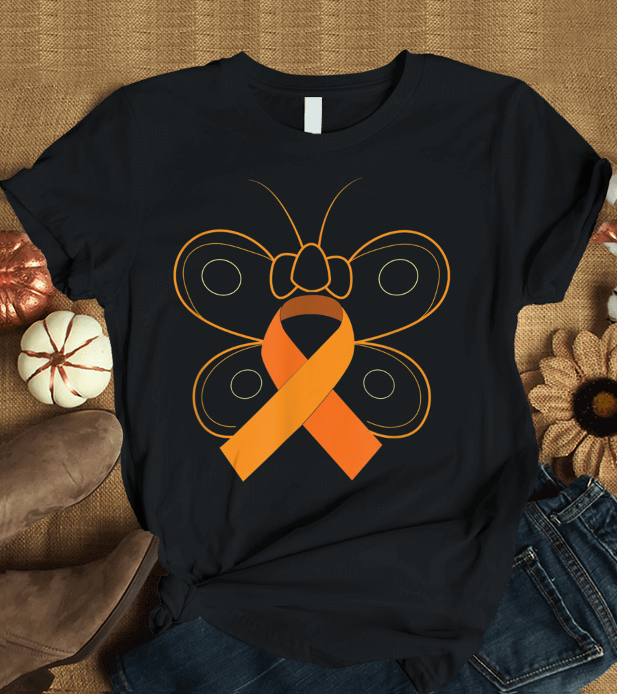 Butterfly Orange Ribbon Kidney Cancer Awareness T-Shirt