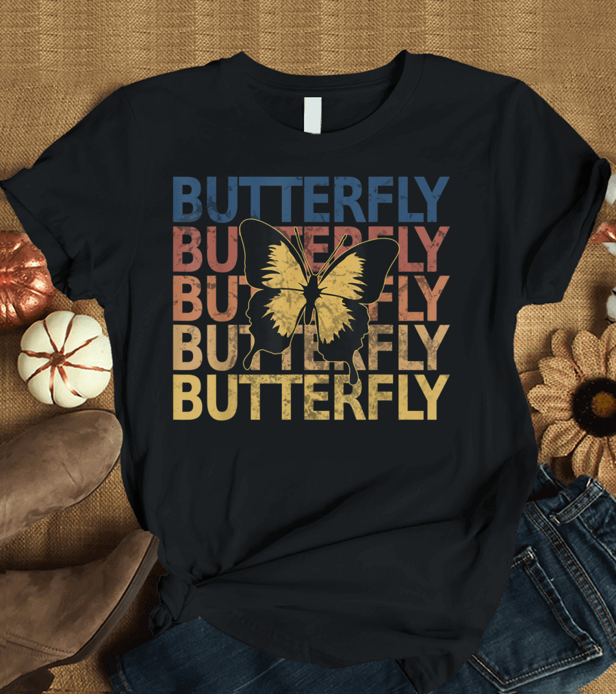 Butterfly Vintage Style Bold 80s 70s T-Shirt