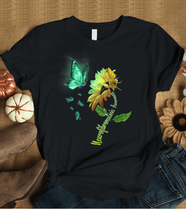 T-Shirt: Butterfly Neurofibromatosis Awareness Sunflower T-Shirt Butterfly Neurofibromatosis Awareness Sunflower T-Shirt