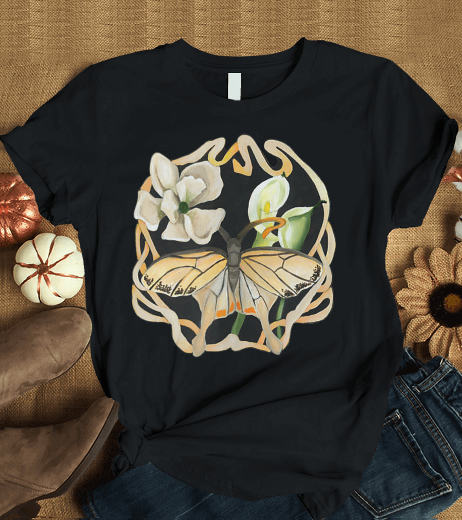 Butterfly Magnolia Lilies Flower Insect Iconic T-Shirt