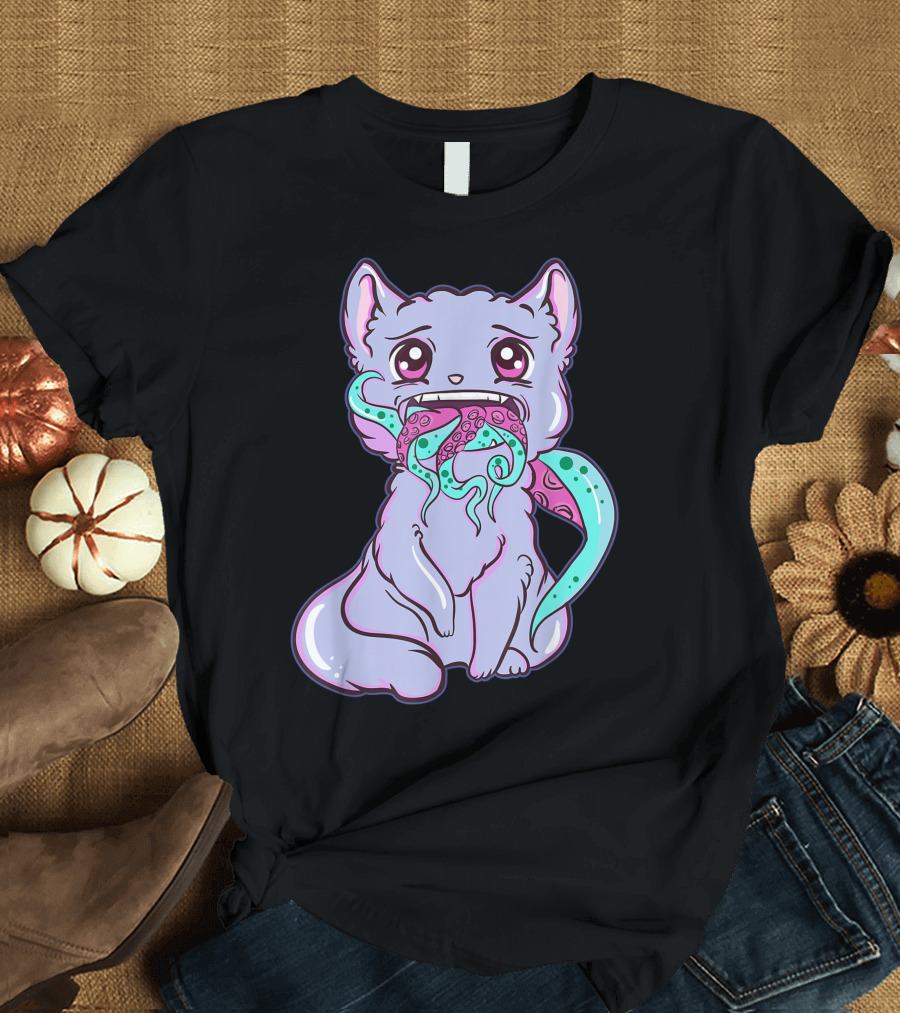 Creepy Kawaii Tentacle Cat Horror Pastel Goth Anime T-Shirt