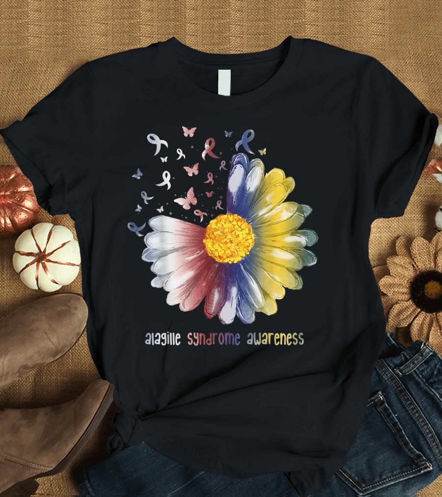Alagille Syndrome Awareness Daisy Butterfly Ribbons T-Shirt