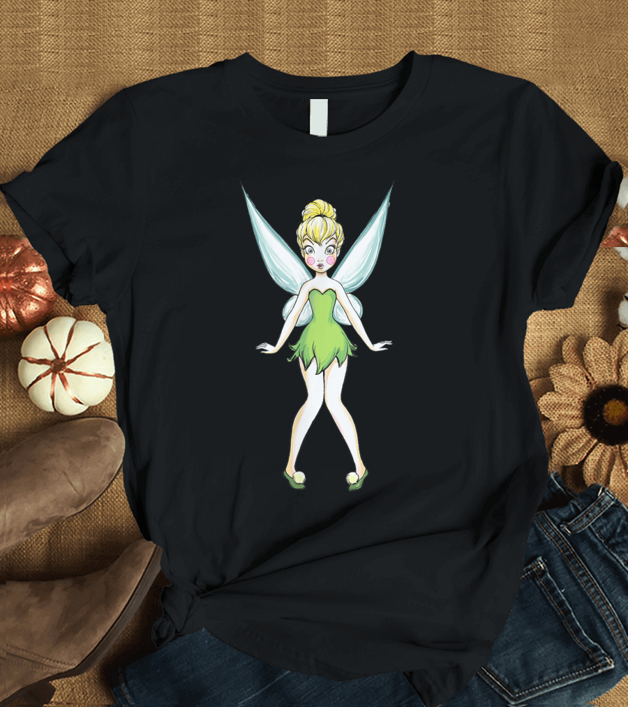 Disney Tinker Bell Surprised Fairy Green Dress Wings T-Shirt