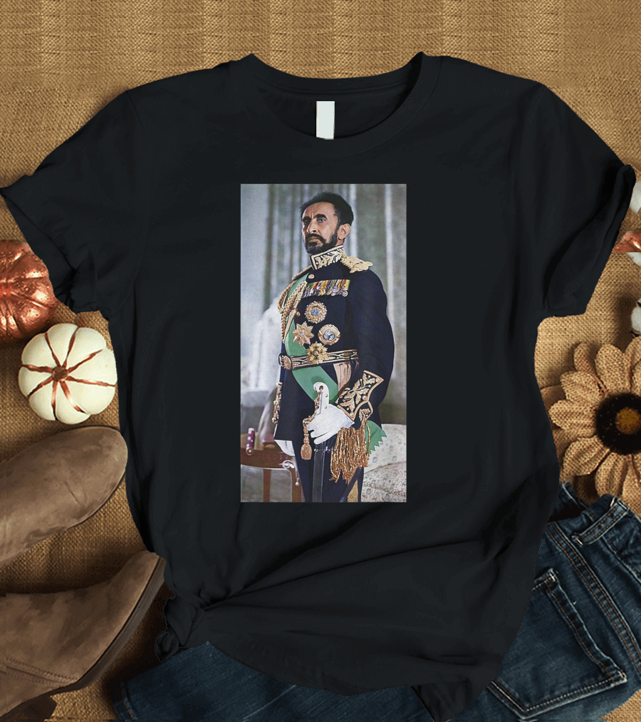 Emperor Haile Selassie Ethiopian Leader Regal Portrait Historical Icon Ethiopia T-Shirt