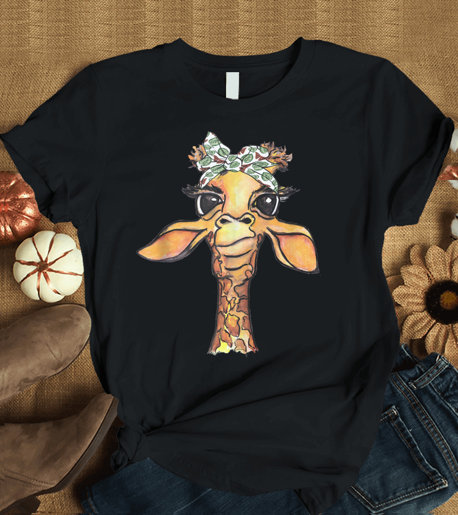 Hipster Giraffe with Tropical Bandana Safari T-Shirt