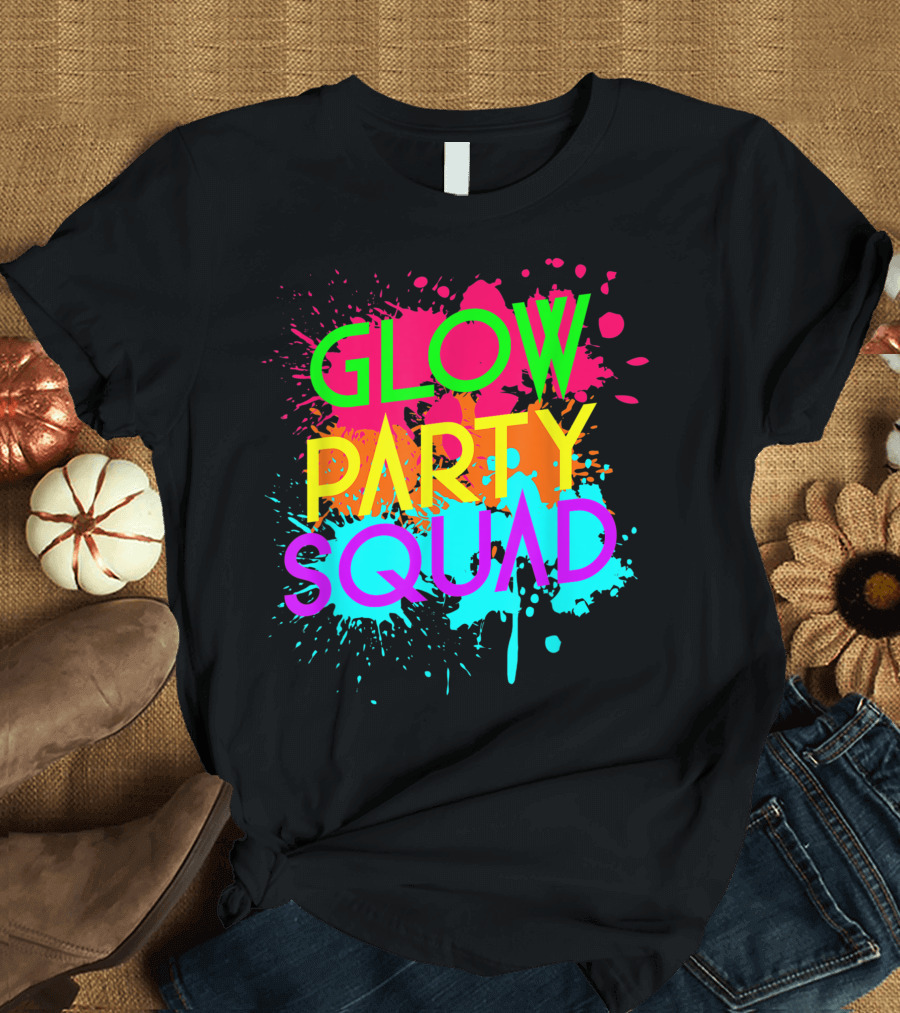 Glow Party Squad Neon Splash Halloween Group T-Shirt