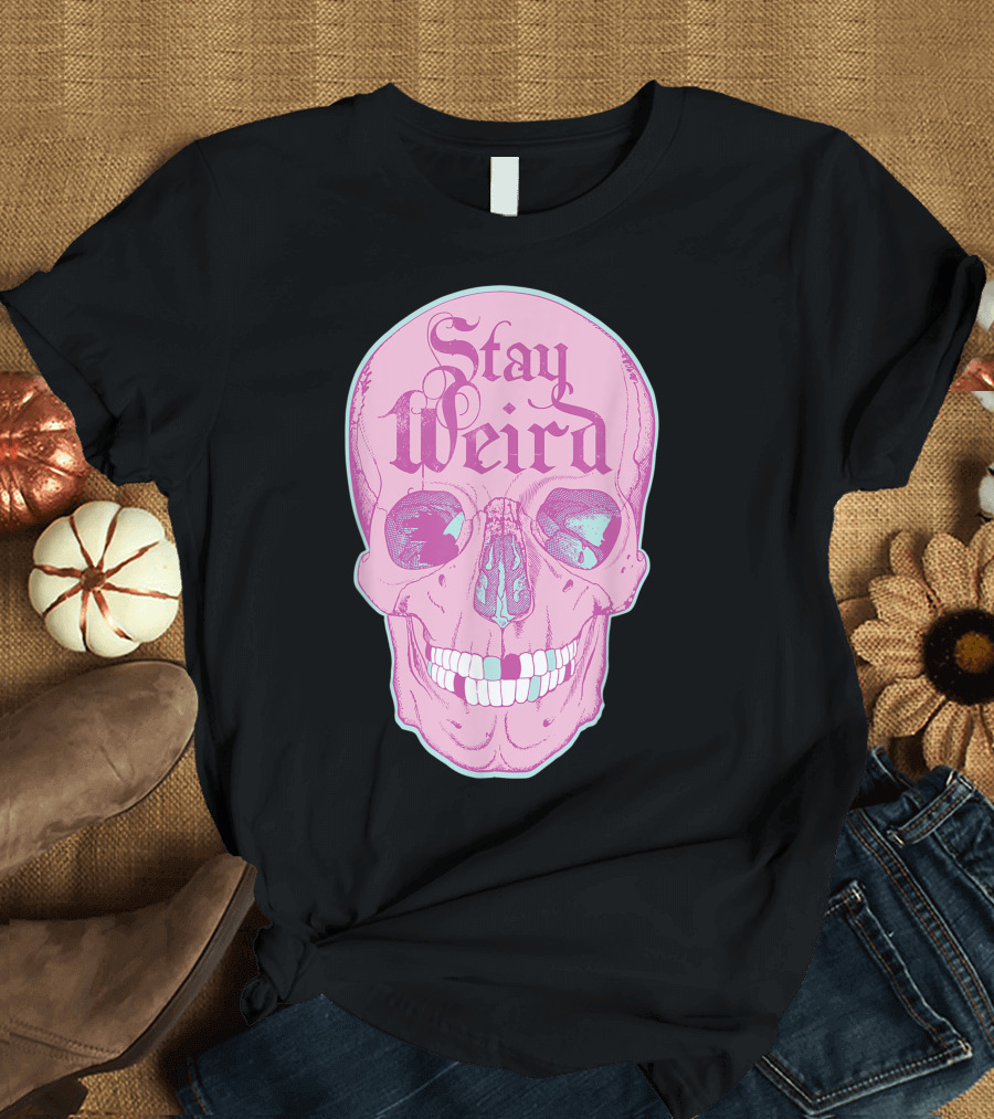 Stay Weird Pastel Goth Emo Pink Skull for Teens T-Shirt