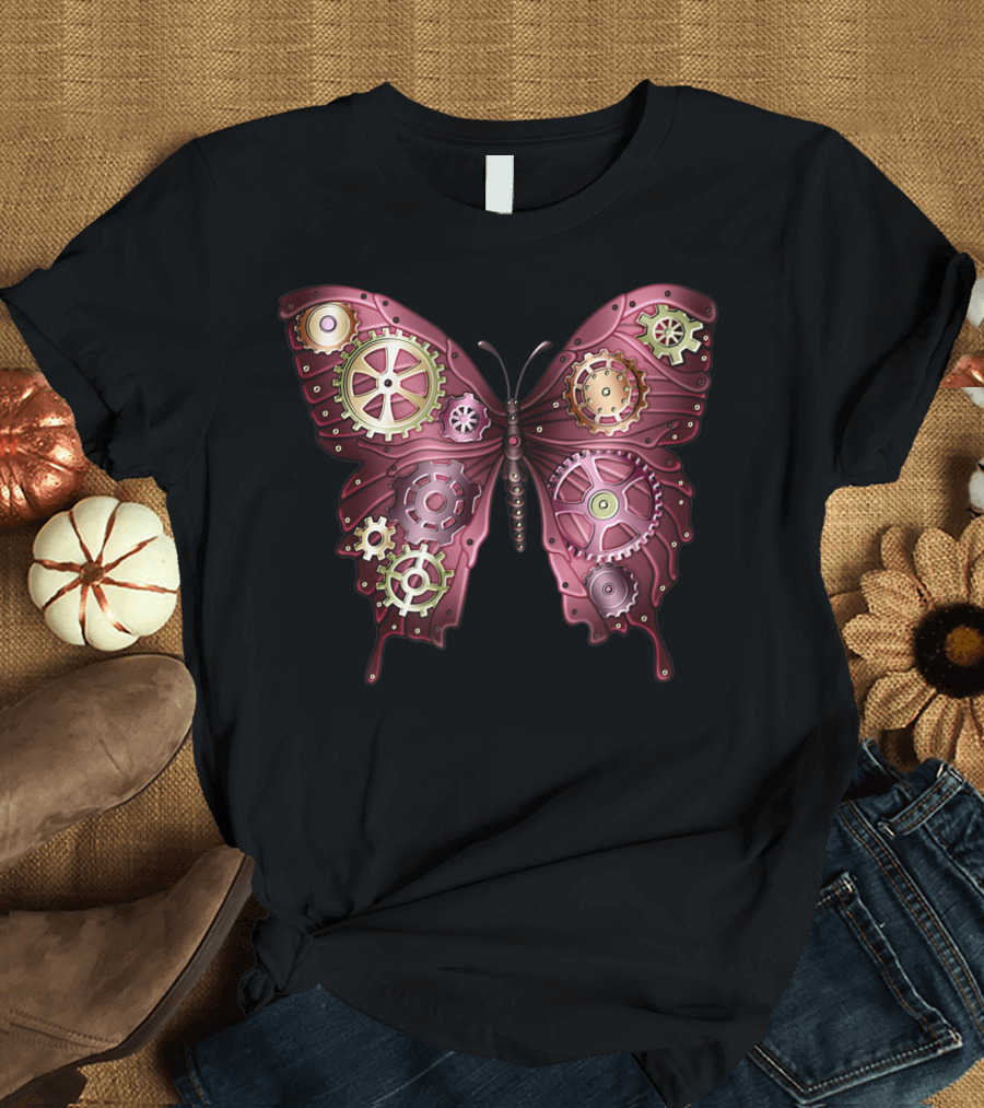 Steampunk Butterfly with Intricate Gears and Cogs T-Shirt