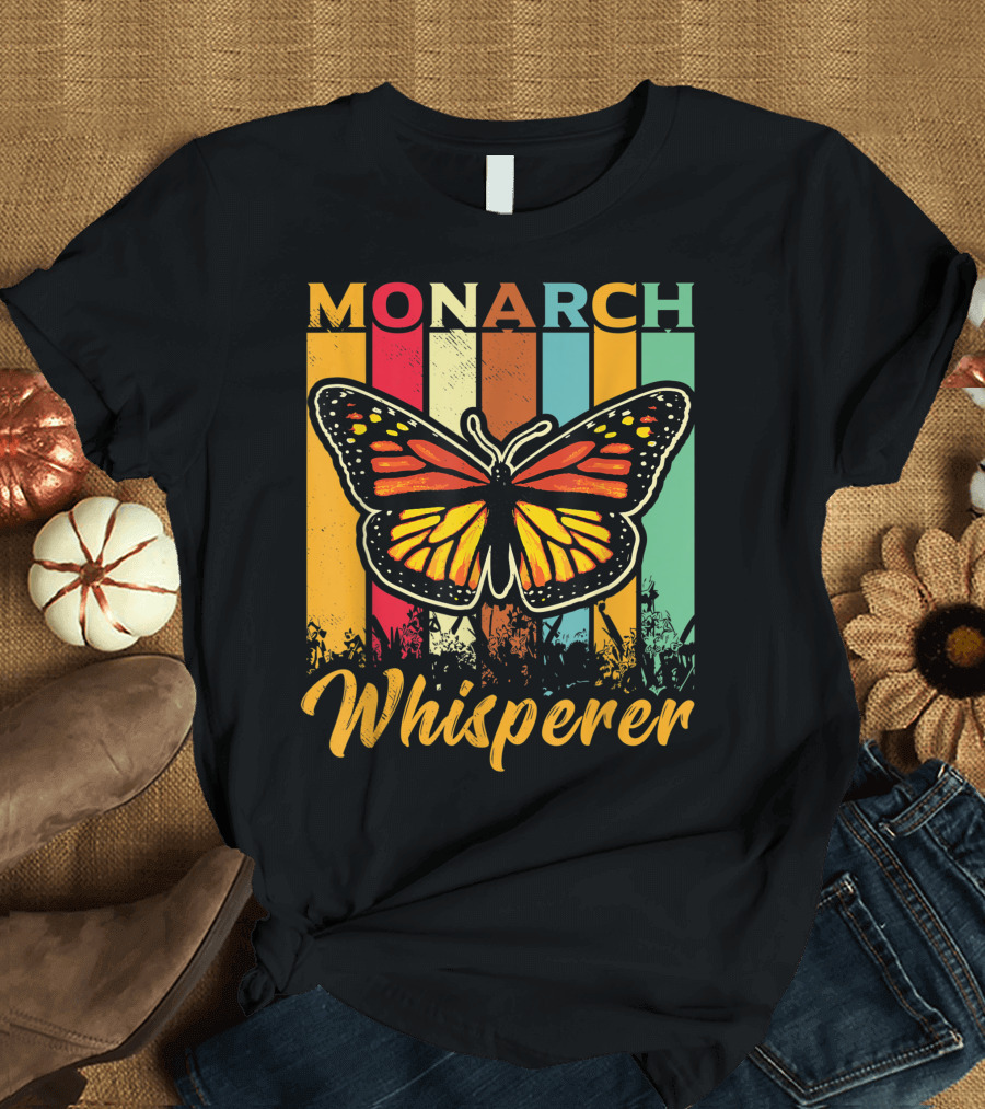 Monarch Butterfly Whisperer Vintage Entomology Colors T-Shirt