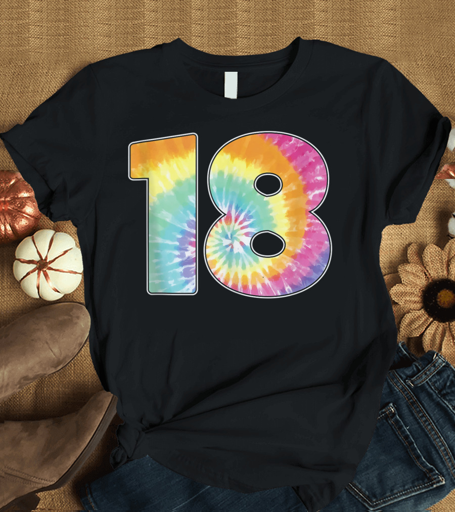 18 Tie Dye Birthday or Team Number T-Shirt