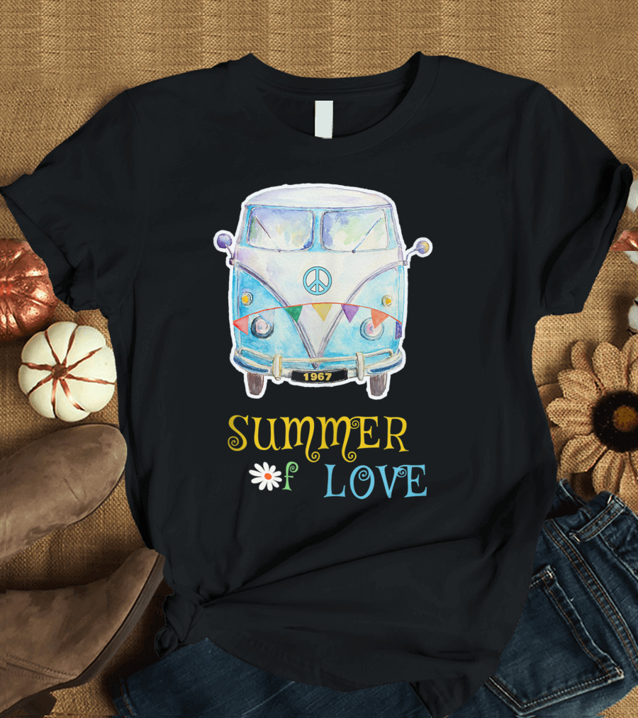 1967 Summer Of Love Hippie Peace Camper Van T-Shirt