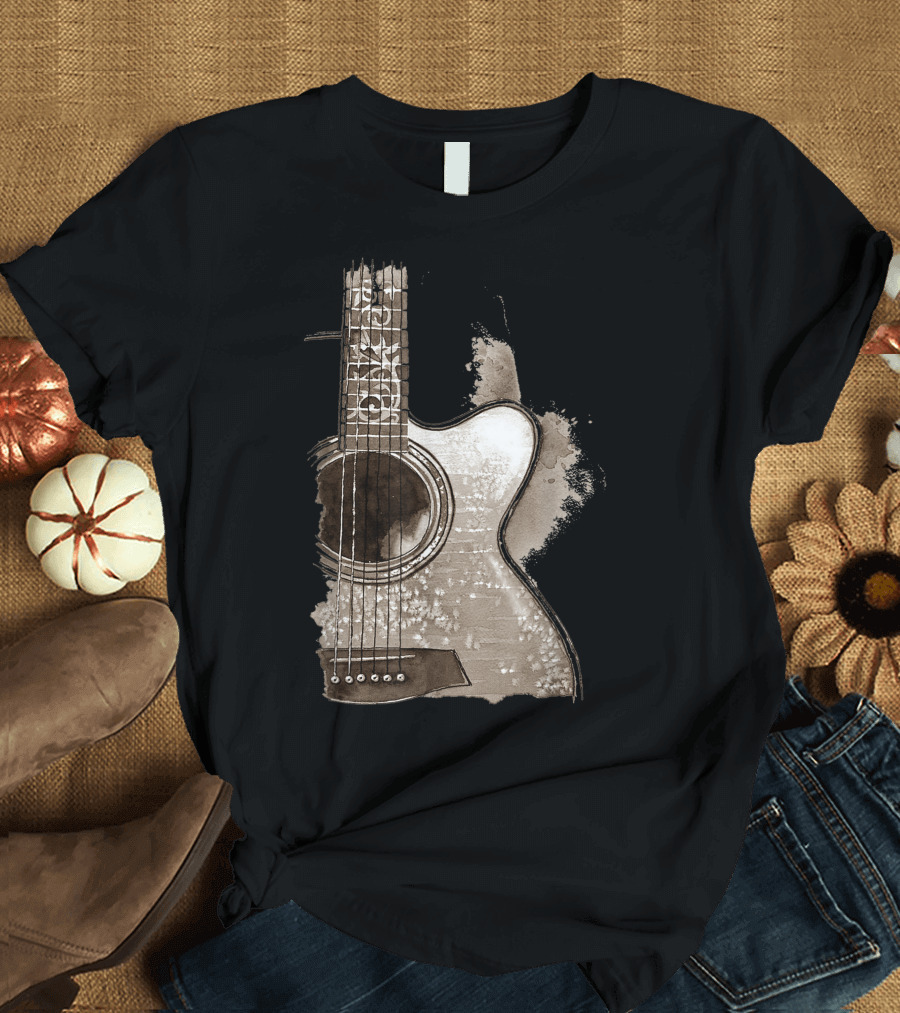 Acoustic Guitar Musician Player Lx Watercolor T-Shirt