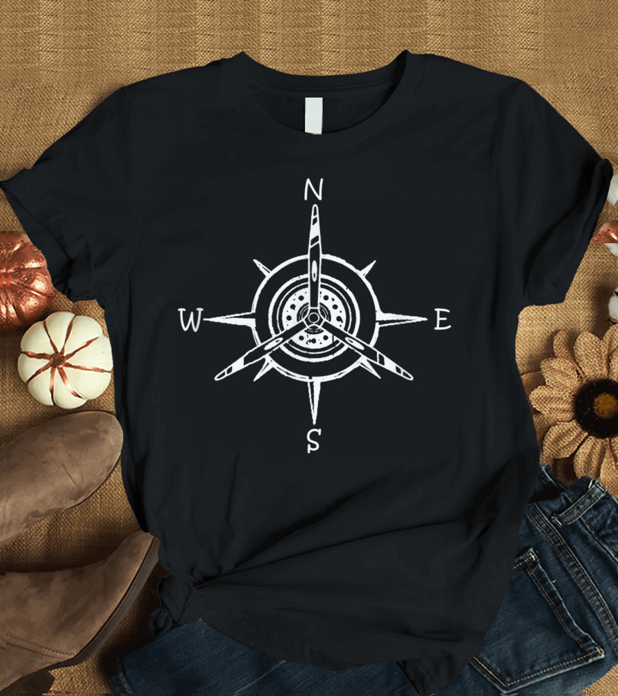 Airplane Compass Propeller Navigation Aviation T-Shirt