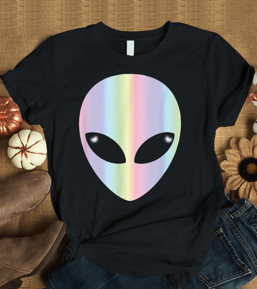 Colorful Alien Head Rainbow Alien T-Shirt