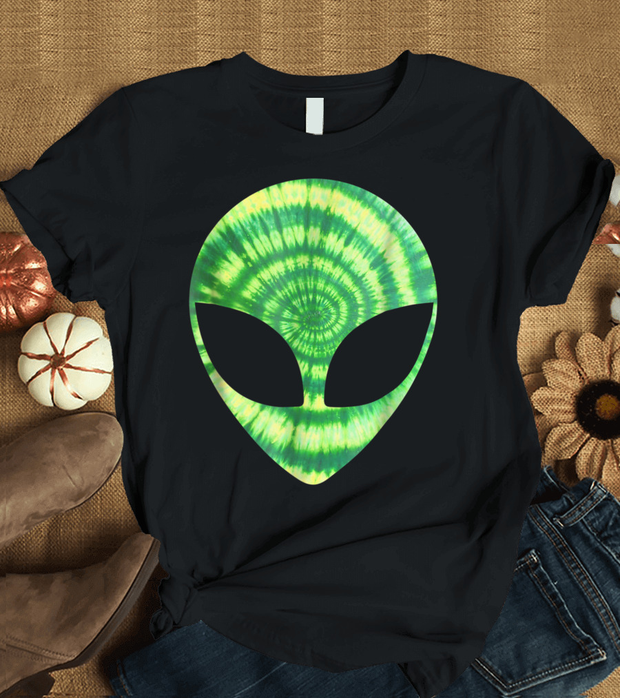 Alien Head Tie Dye Glow Trippy Spiral Party T-Shirt