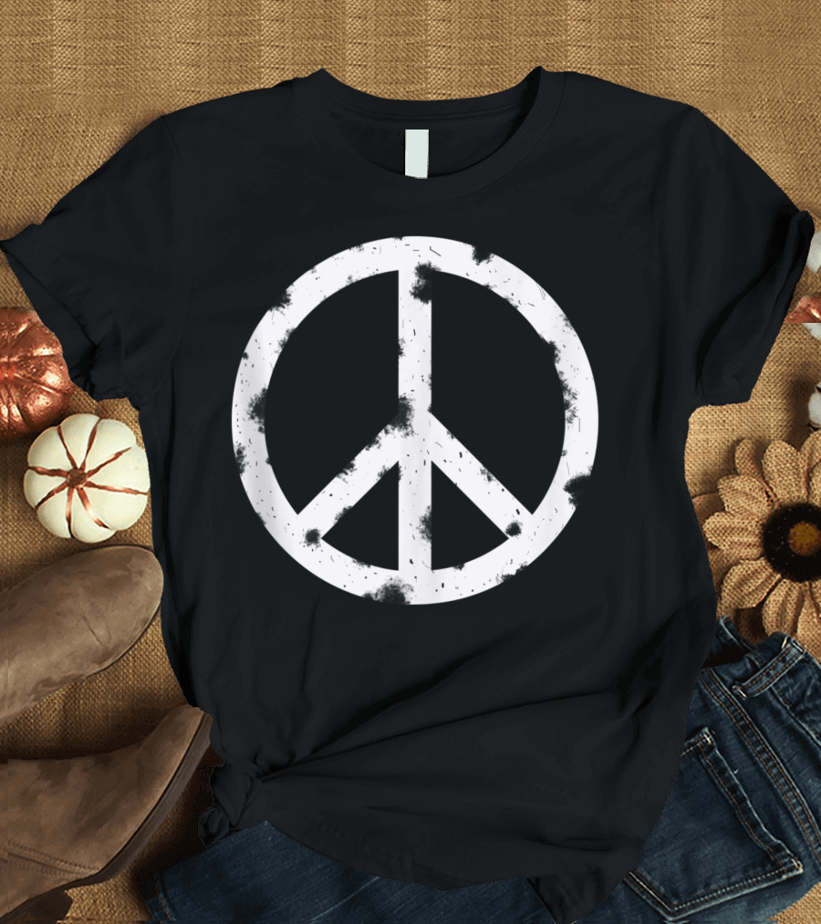 Cool Vintage Distressed Peace Sign Hippie Hippy T-Shirt