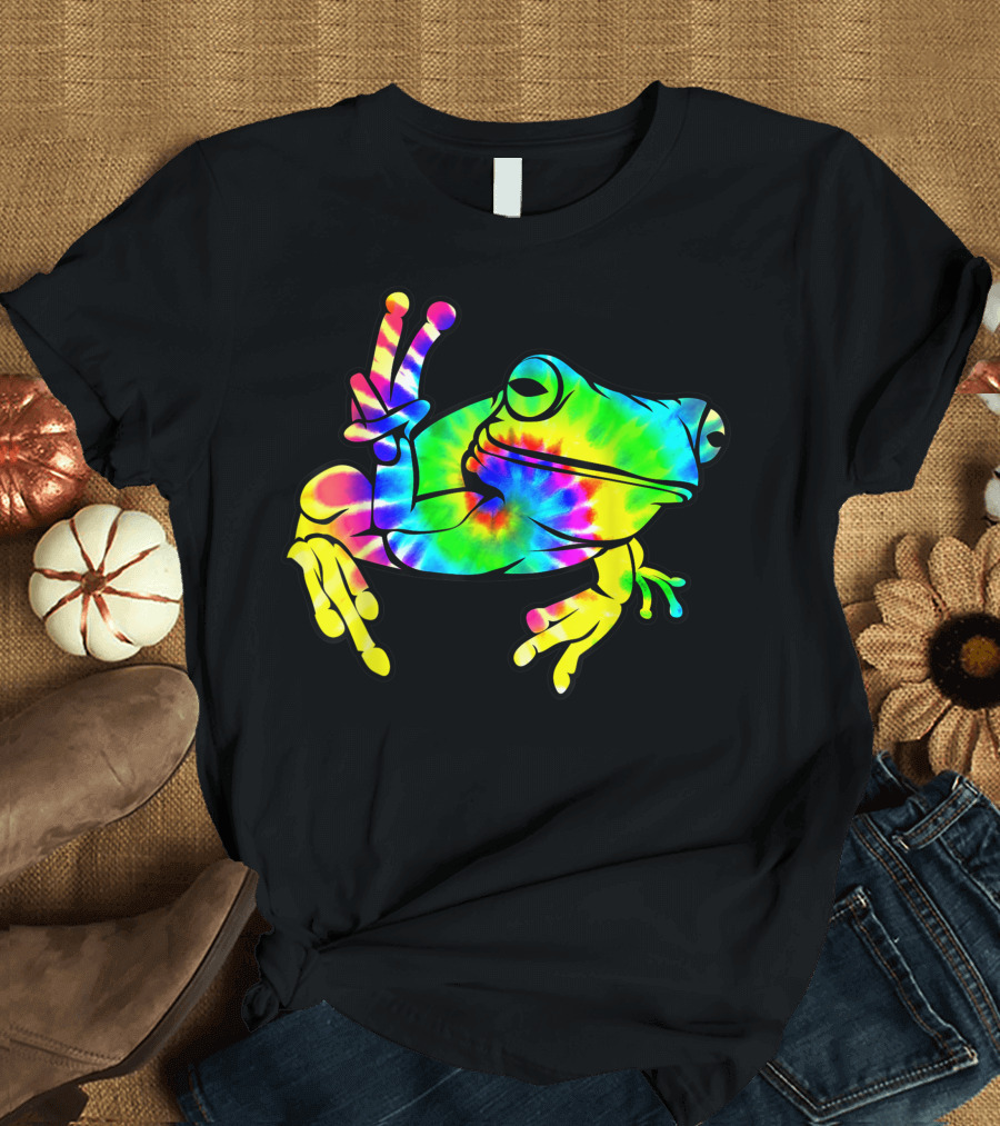 Cool Tie Dye Peace Frog Hippie Tadpole Lover Psychedelic Colorful T-Shirt
