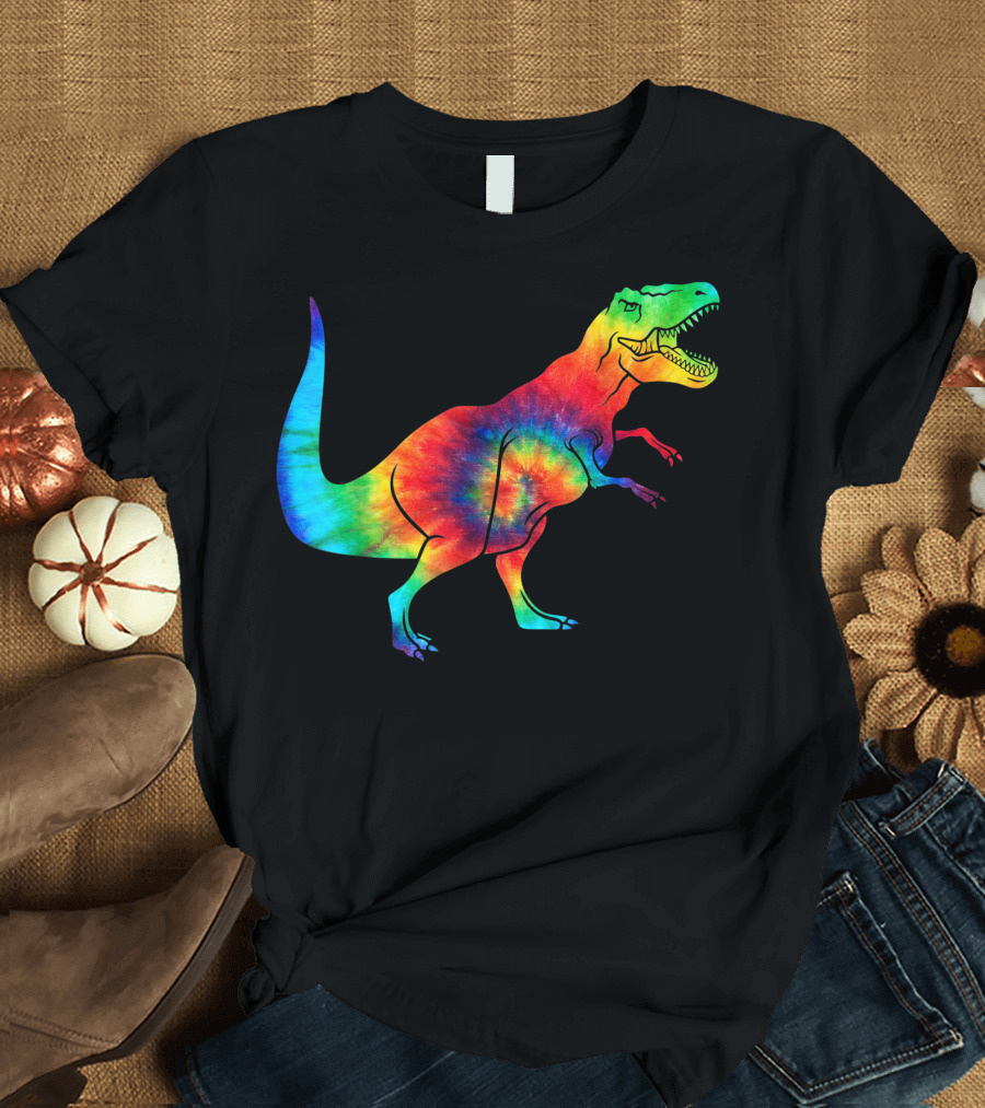 Dinosaur Trex Ocean Tie Dye Rainbow Hippie Costume T-Rex Psychedelic T-Shirt