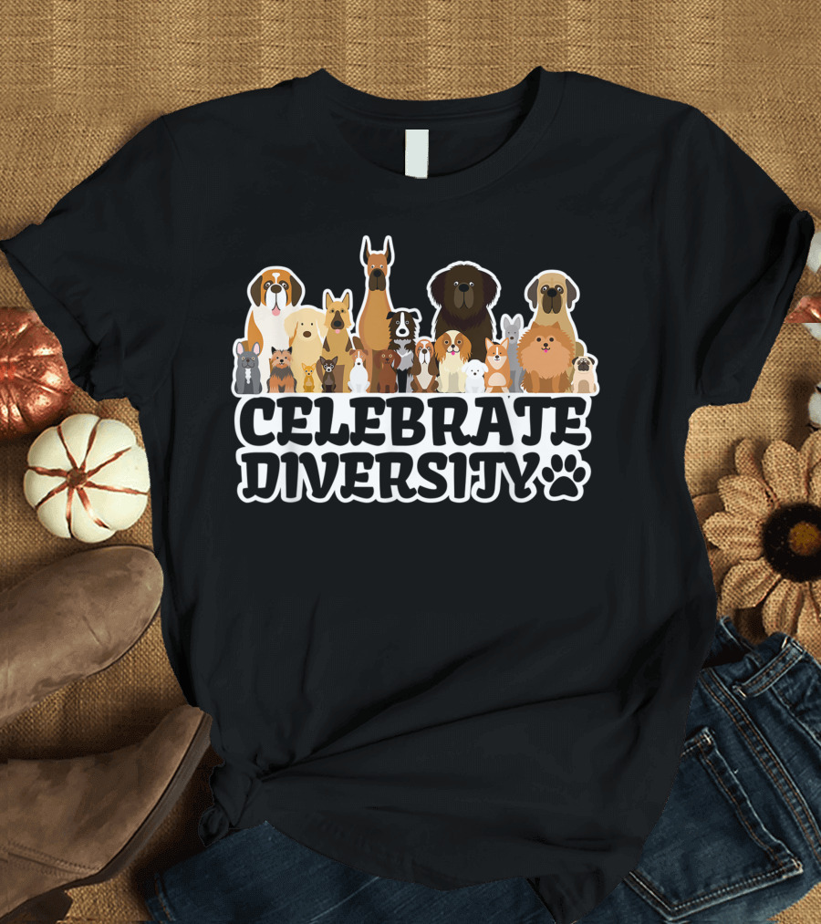 Celebrate Diversity Dog Lover Cute Dog Wl T-Shirt