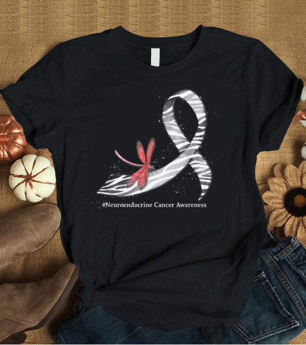 T-Shirt: Dragonfly Zebra Ribbon #Neuroendocrine Cancer Awareness T-Shirt Dragonfly Zebra Ribbon #Neuroendocrine Cancer Awareness T-Shirt
