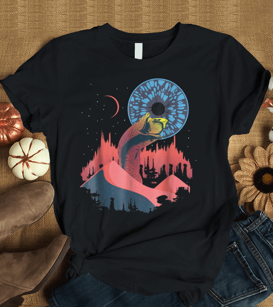 Dune Blue Eye SciFi Wormsign Desert Scene T-Shirt