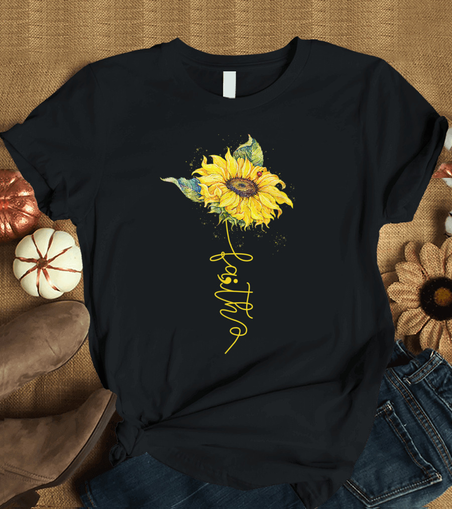 Faith Sunflower Semicolon Support Suicide Prevention T-Shirt