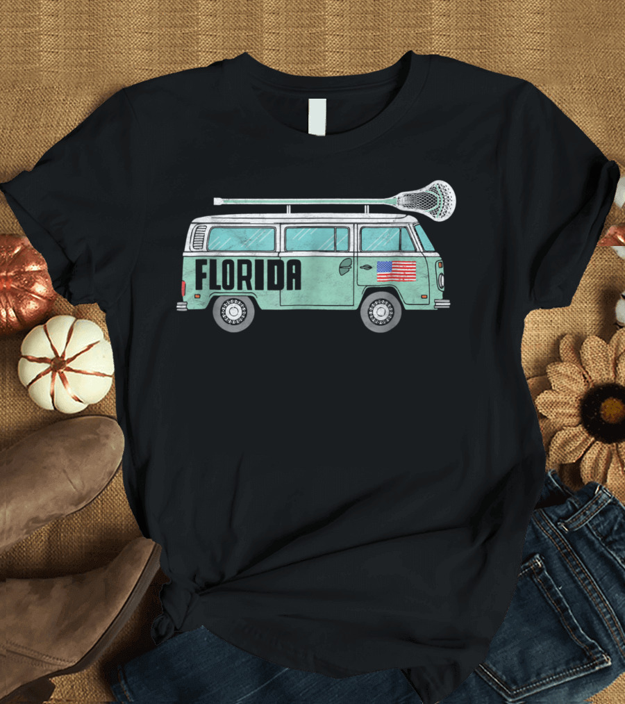 Florida Lacrosse Van with American Flag T-Shirt