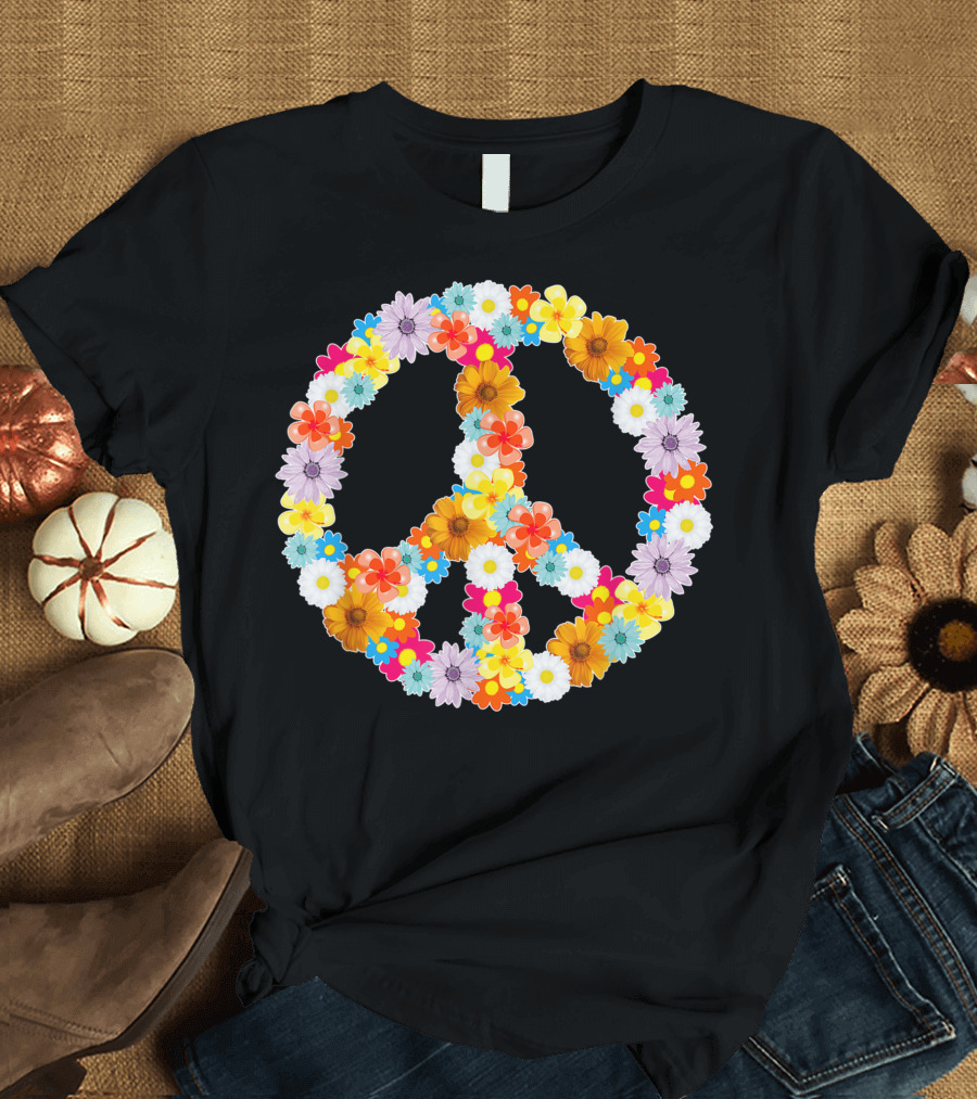 Flower Power Peace Sign Hippie Floral Symbol Xb T-Shirt