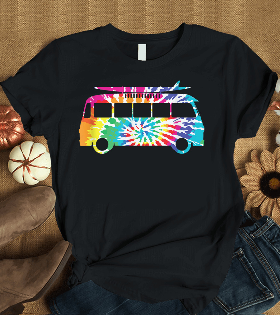 Hippie Tie Dye Rainbow Van Surf Adventure Life T-Shirt