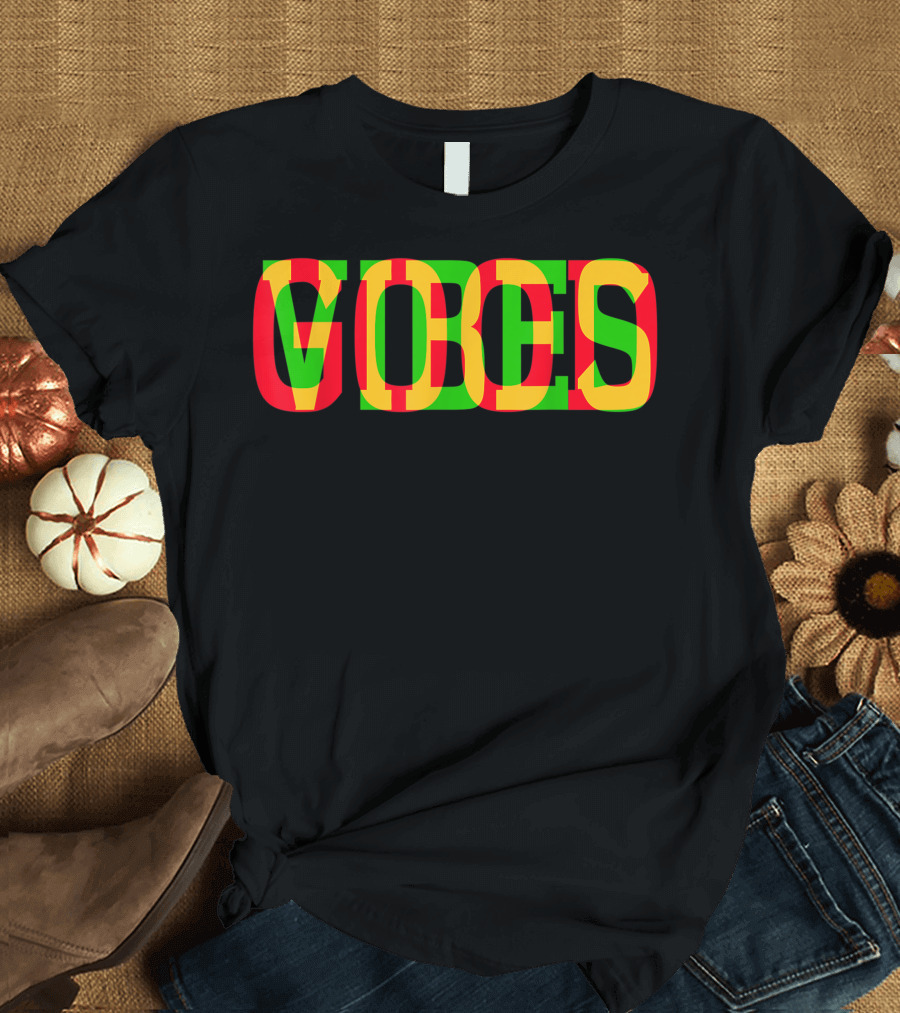Good Vibes Multicolored Text Red Green Yellow T-Shirt
