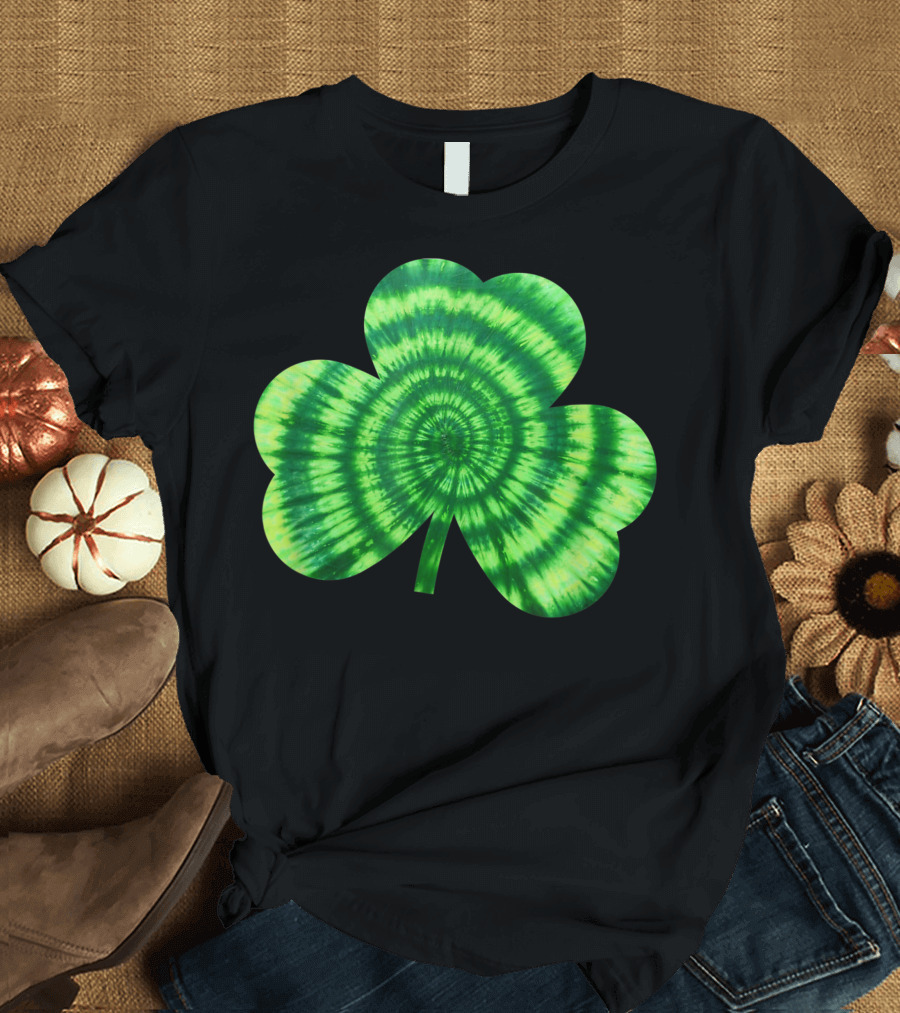 Green Tie Dye Shamrock Spiral T-Shirt