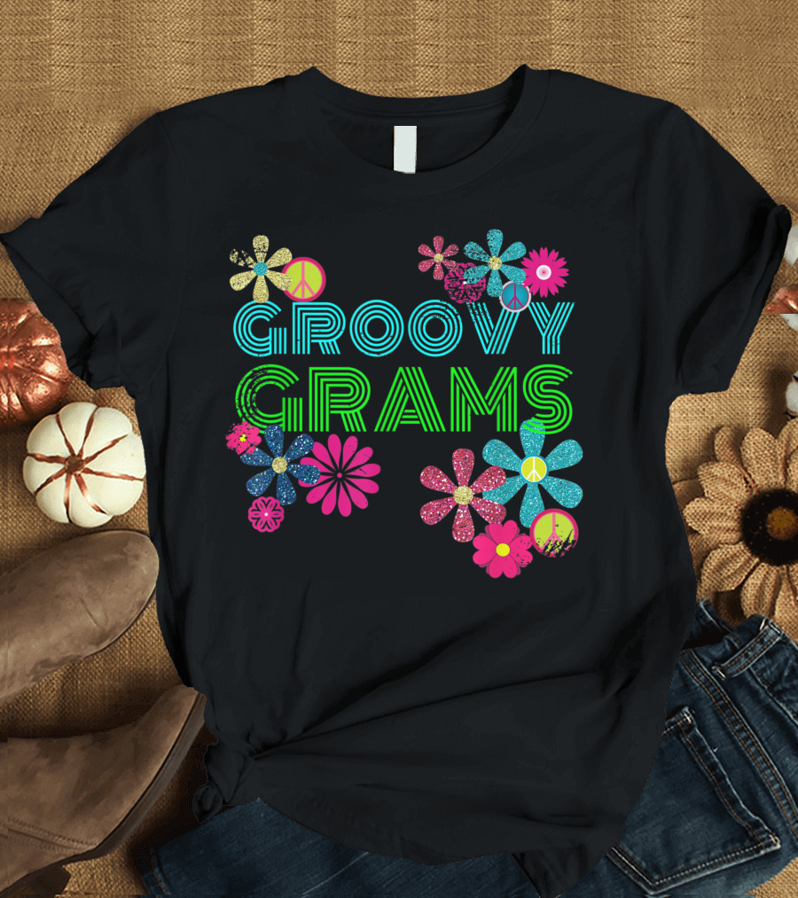 Groovy Grams Vibrant Hippie Flower Peaceful Blossom T-Shirt
