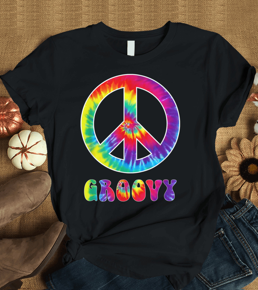 Groovy Tie Dye Peace Sign Hippy T-Shirt