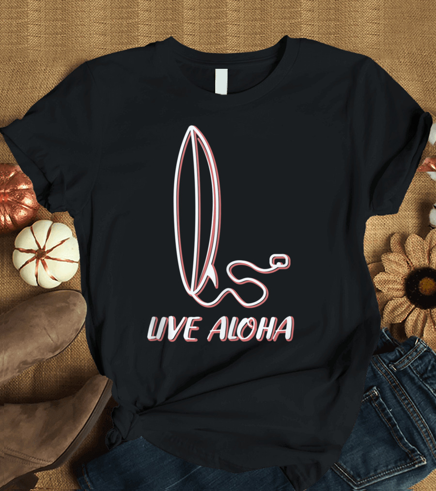 Live Aloha Surfing Hawaii Beach Wave Surfer Hippie Traveler T-Shirt