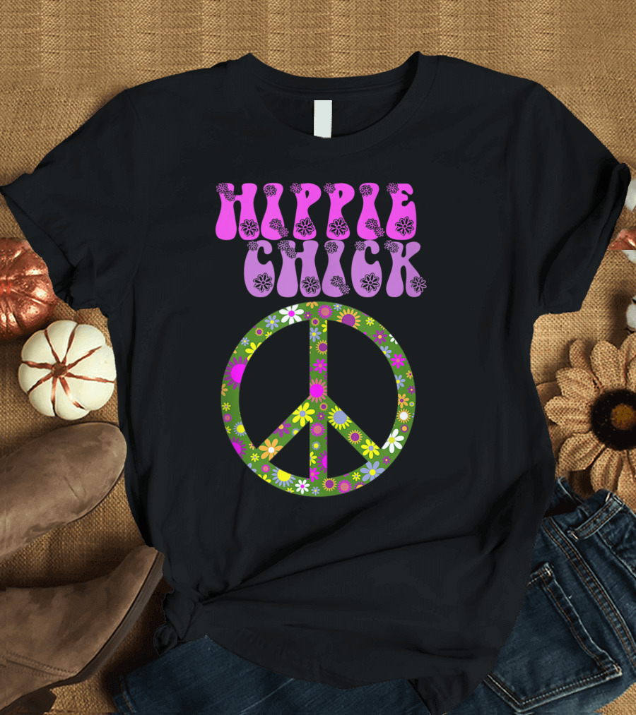 Hippie Chick Floral Peace Women's Graphic P7 T-Shirt