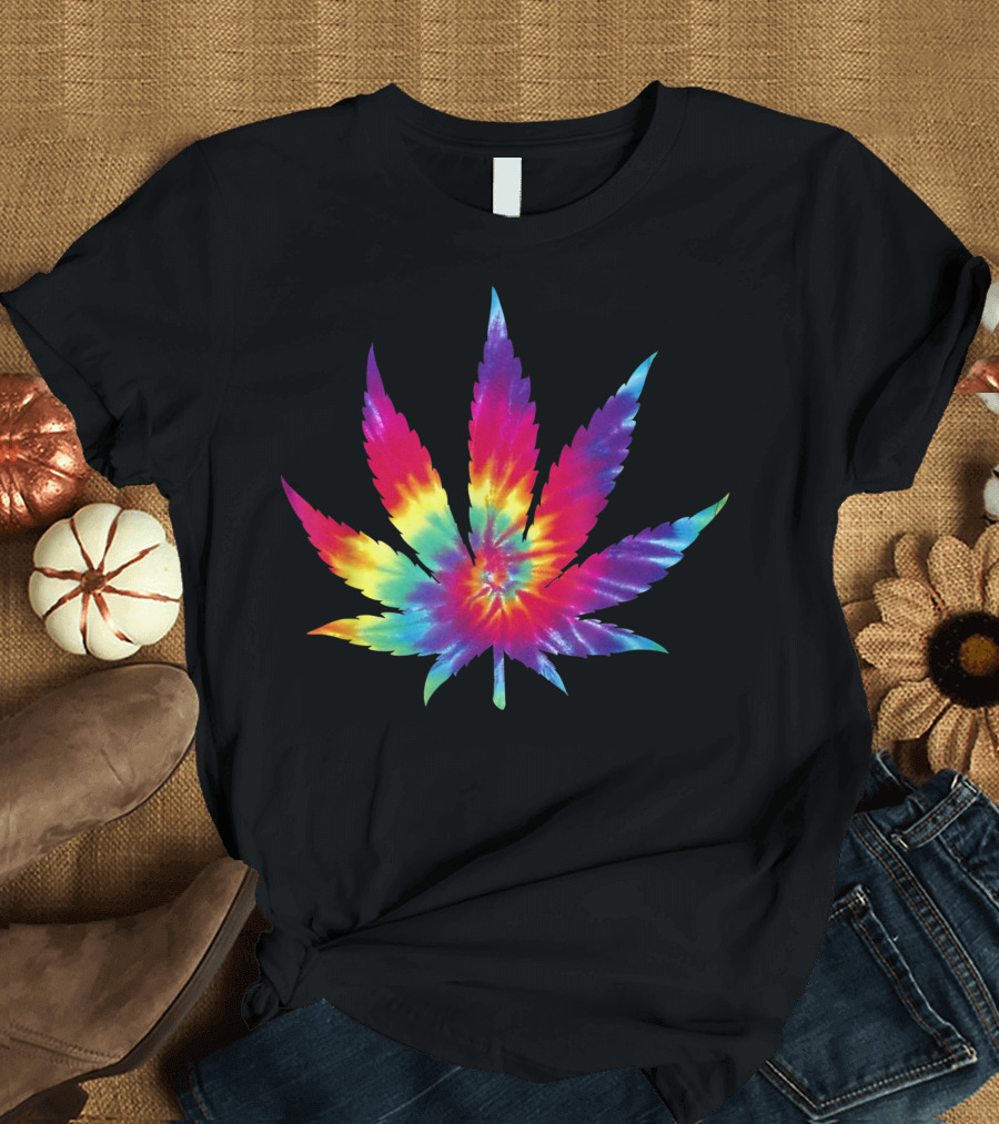 Hippie Tie Dye Weed Leaf Colorful Psychedelic T-Shirt