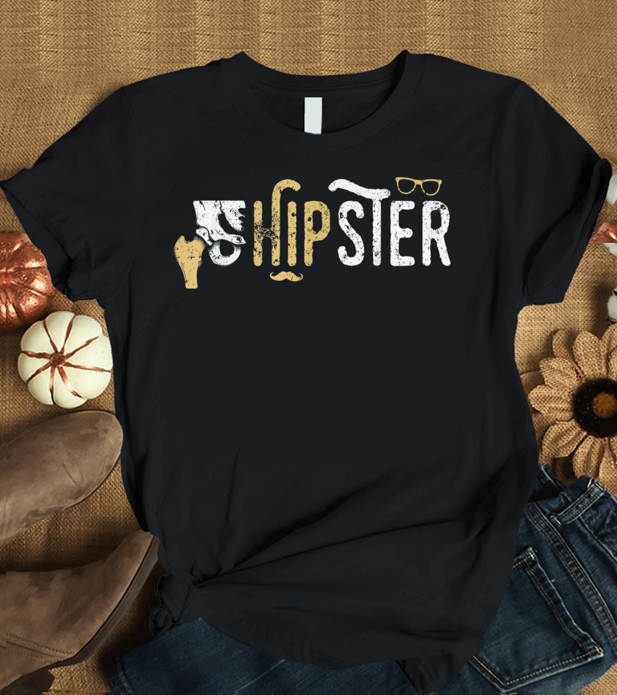 Hipster Hip Replacement Get Well New Hip Surgery Glasses Mustache T-Shirt