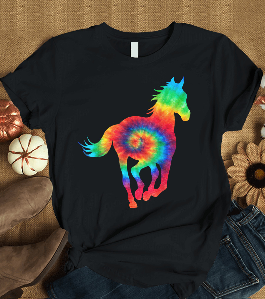 Horse Ocean Rainbow Tie Dye Hippie Hippy Costume T-Shirt