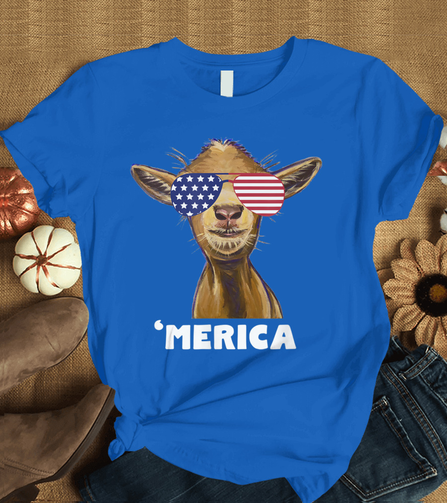 Patriotic Goat 'Merica Sunglasses T-Shirt