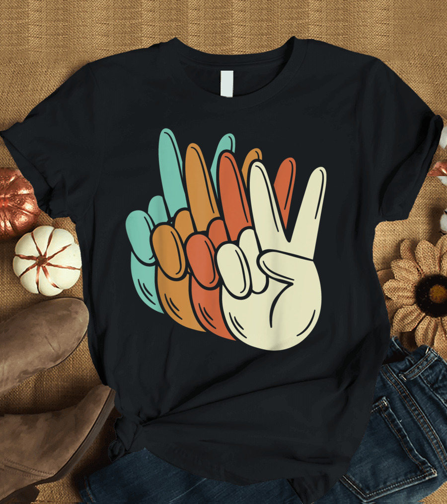 Kindness Equality Inclusion Peace Multicolored Peace Hand Symbols T-Shirt
