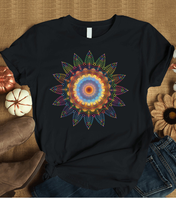 T-Shirt: Mandala Sacred Geometry Om Mantra Prana Good Vibes Yoga T-Shirt Mandala Sacred Geometry Om Mantra Prana Good Vibes Yoga T-Shirt