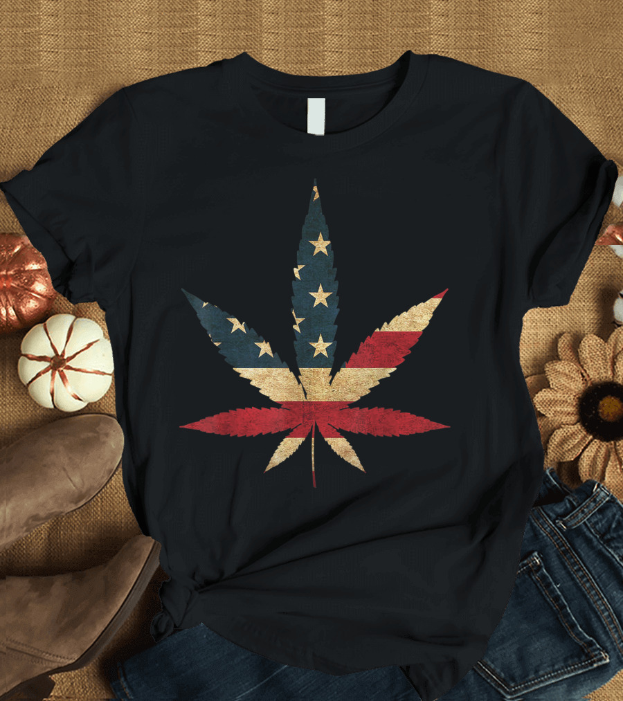 Usa Flag Marijuana Leaf Weed Legalization T-Shirt