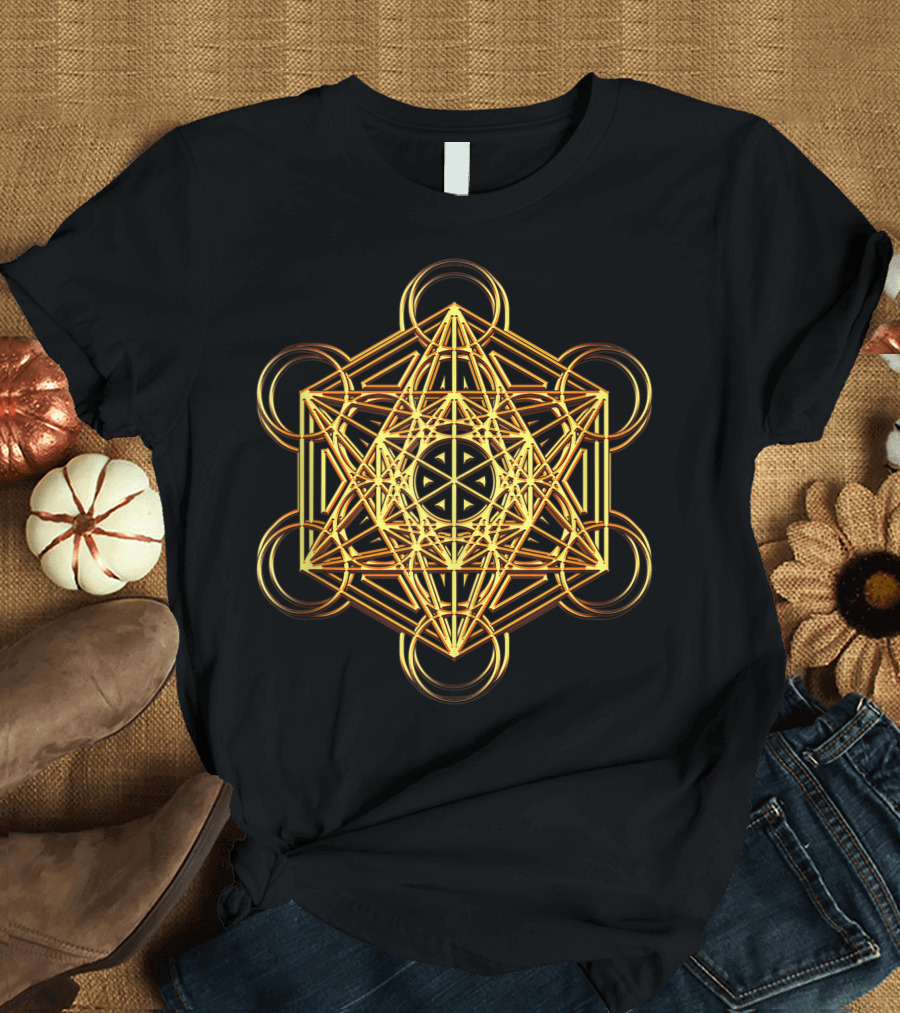 Metatrons Cube Sacred Geometry Psytrance Festival Rave EDM Iridescent T-Shirt