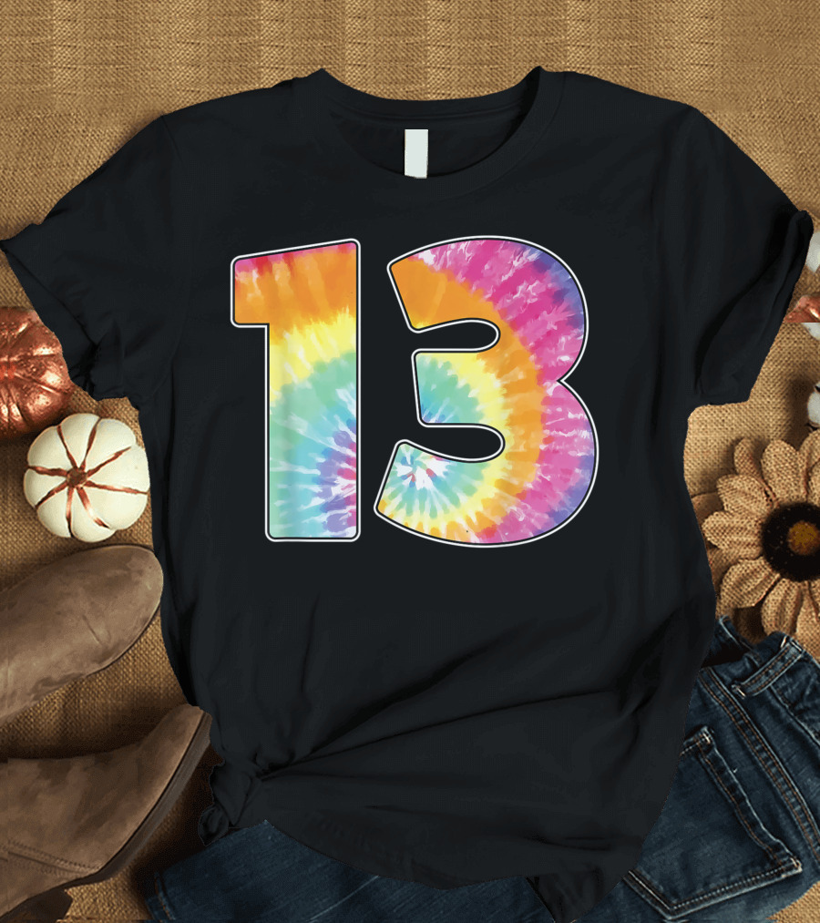 Number 13 Tie Dye Birthday Celebration For Team Even Or 13th Year T-Shirt