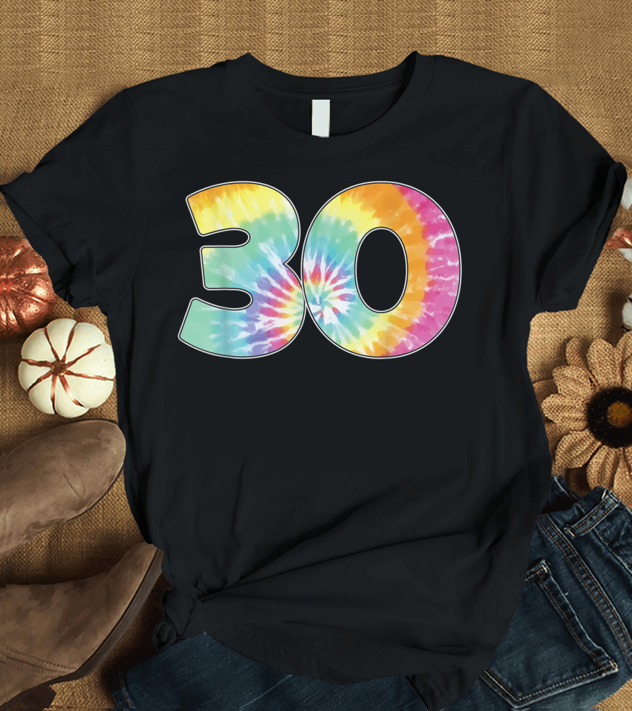 30 Tie Dye Birthday Celebration 30th Number Team T-Shirt